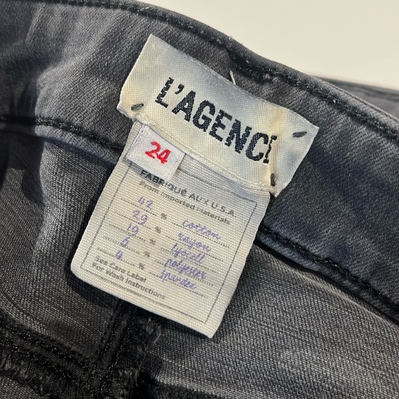 L'AGENCE Margot Coal Destruct High Rise Ankle Skinny Jeans - Picture 10 of 11